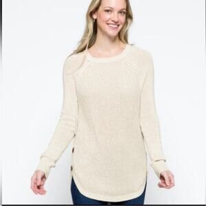 RD Style‎ Rowca Side Button Cotton Blend Off White Sweater STITCH FIX Size XXL